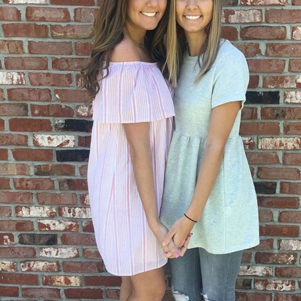 pink striped dress